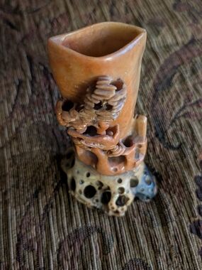 Vintage carved decorative soapstone small vase